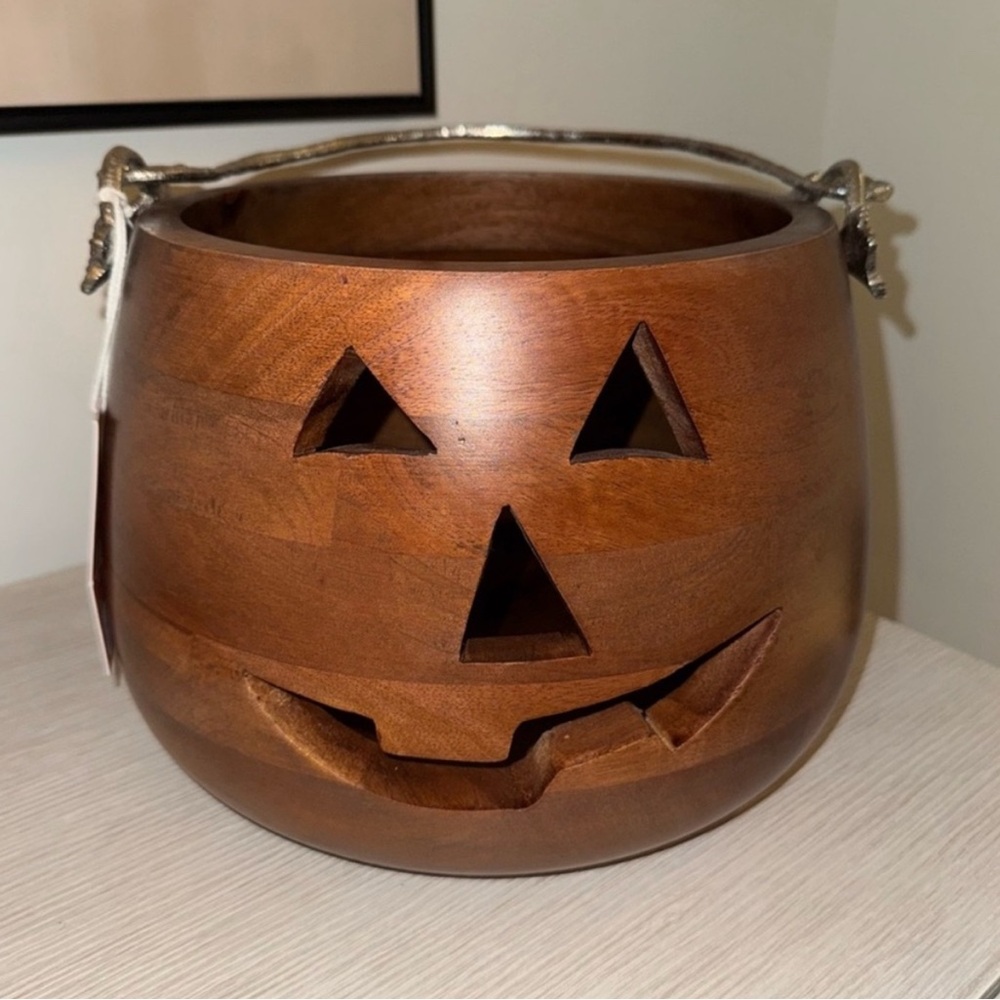 Martha Stewart Wooden Jack-O'-Lantern Candy Bowl